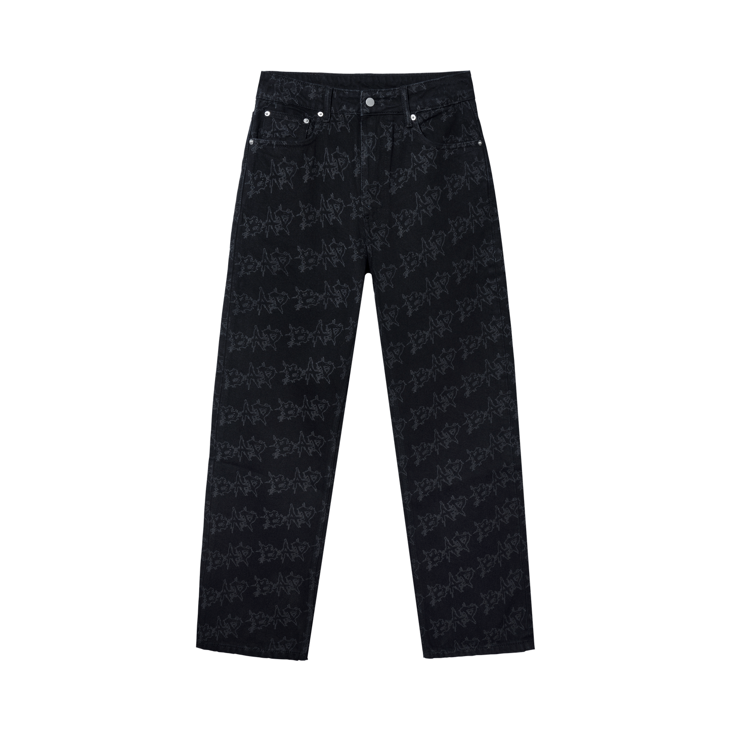 BAD ALLOVER DENIM PANTS BLACK