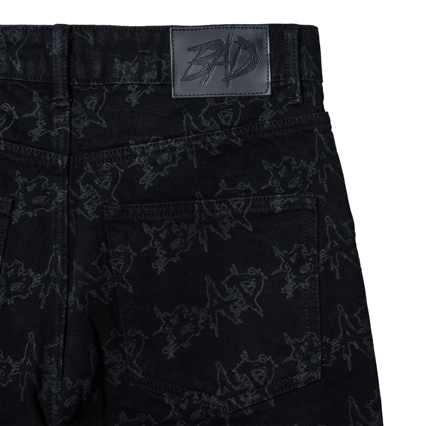 BAD ALLOVER DENIM PANTS BLACK