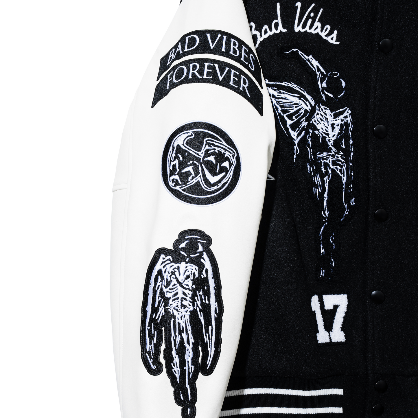 NO MORE PAIN LETTERMAN JACKET BLACK