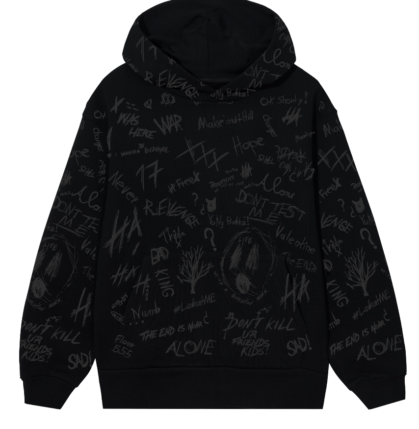 SKETCH HOODIE BLACK PRINT