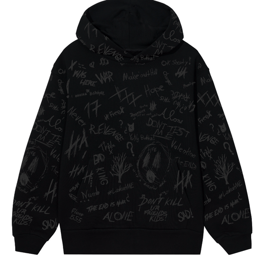 SKETCH HOODIE BLACK PRINT