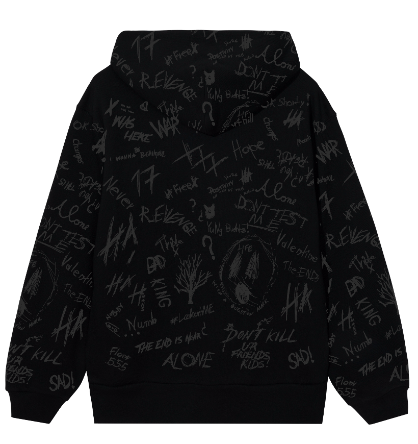 SKETCH HOODIE BLACK PRINT