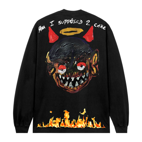 AM I SUPPOSED TO CARE LONG SLEEVE BLACK