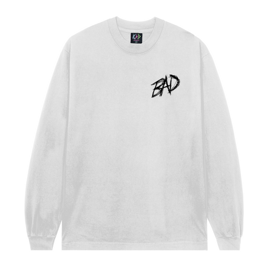 AM I SUPPOSED TO CARE LONG SLEEVE WHITE