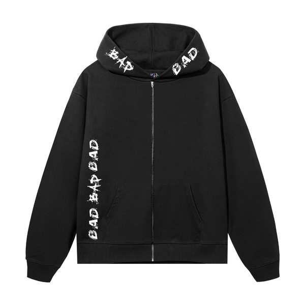 BROKEN HEART ZIP HOODIE BLACK