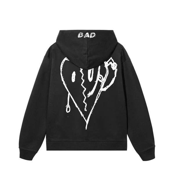 BROKEN HEART ZIP HOODIE BLACK