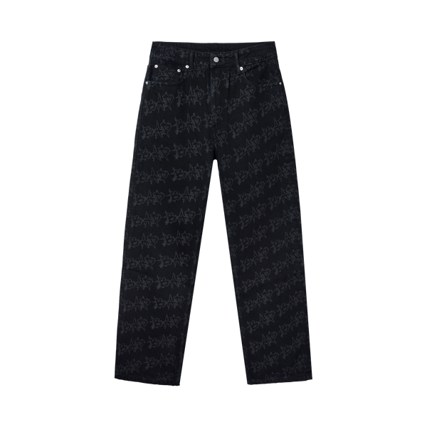 BAD ALLOVER DENIM PANTS BLACK