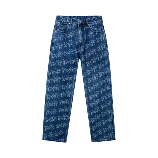 BAD ALLOVER DENIM PANTS INDIGO