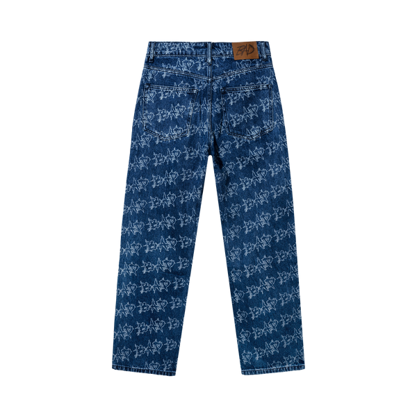 BAD ALLOVER DENIM PANTS INDIGO