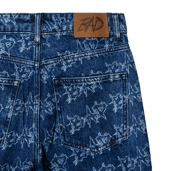 BAD ALLOVER DENIM PANTS INDIGO