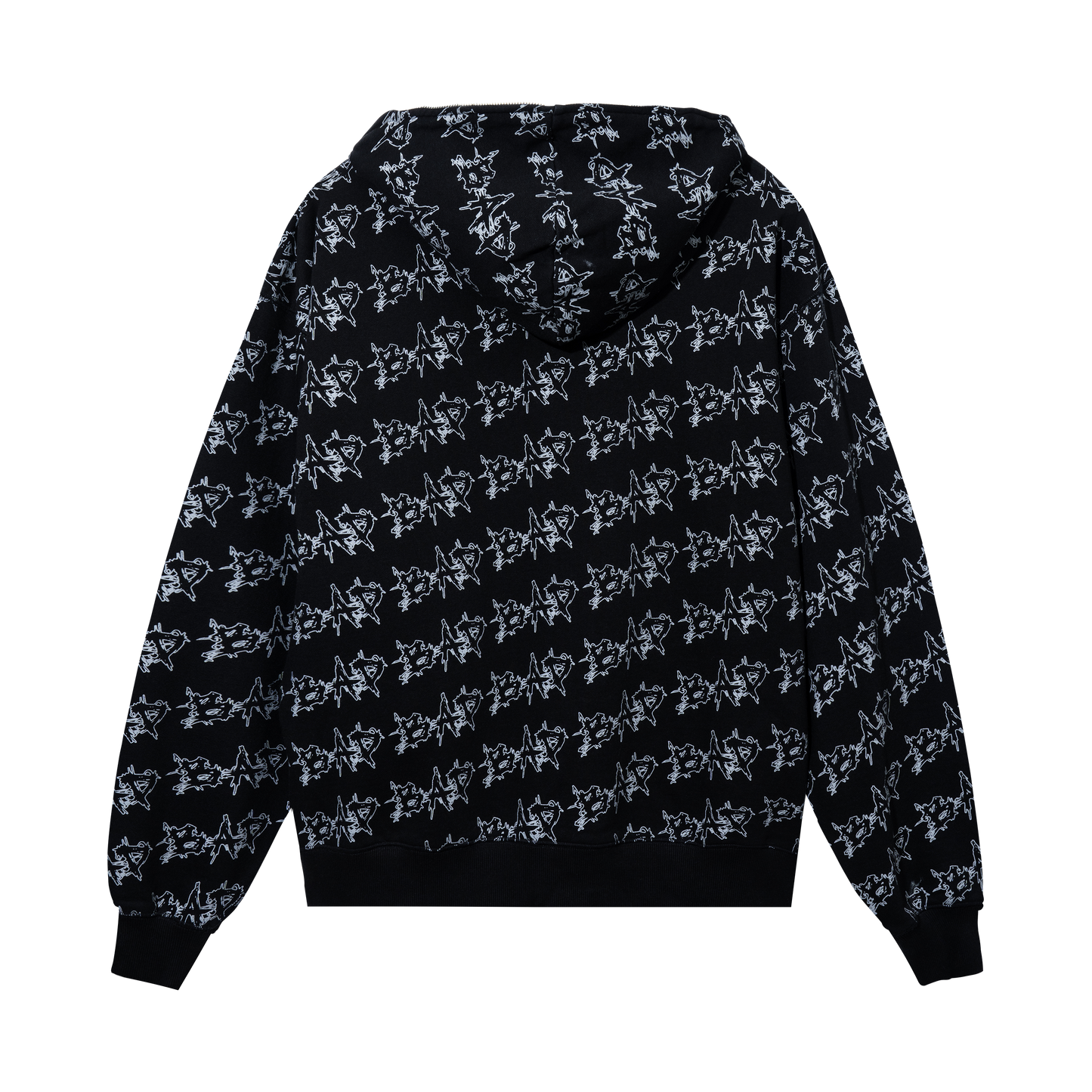 REPEAT LOGO FULL ZIP HOODIE BLACK/GREY