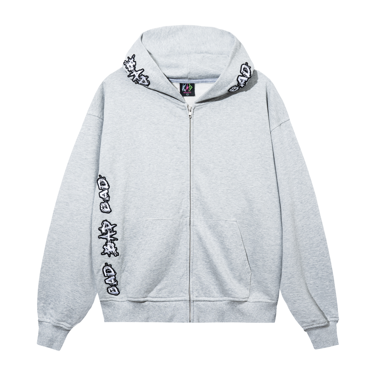 LOGO PATCH EMBROIDERED ZIP HEATHER GREY