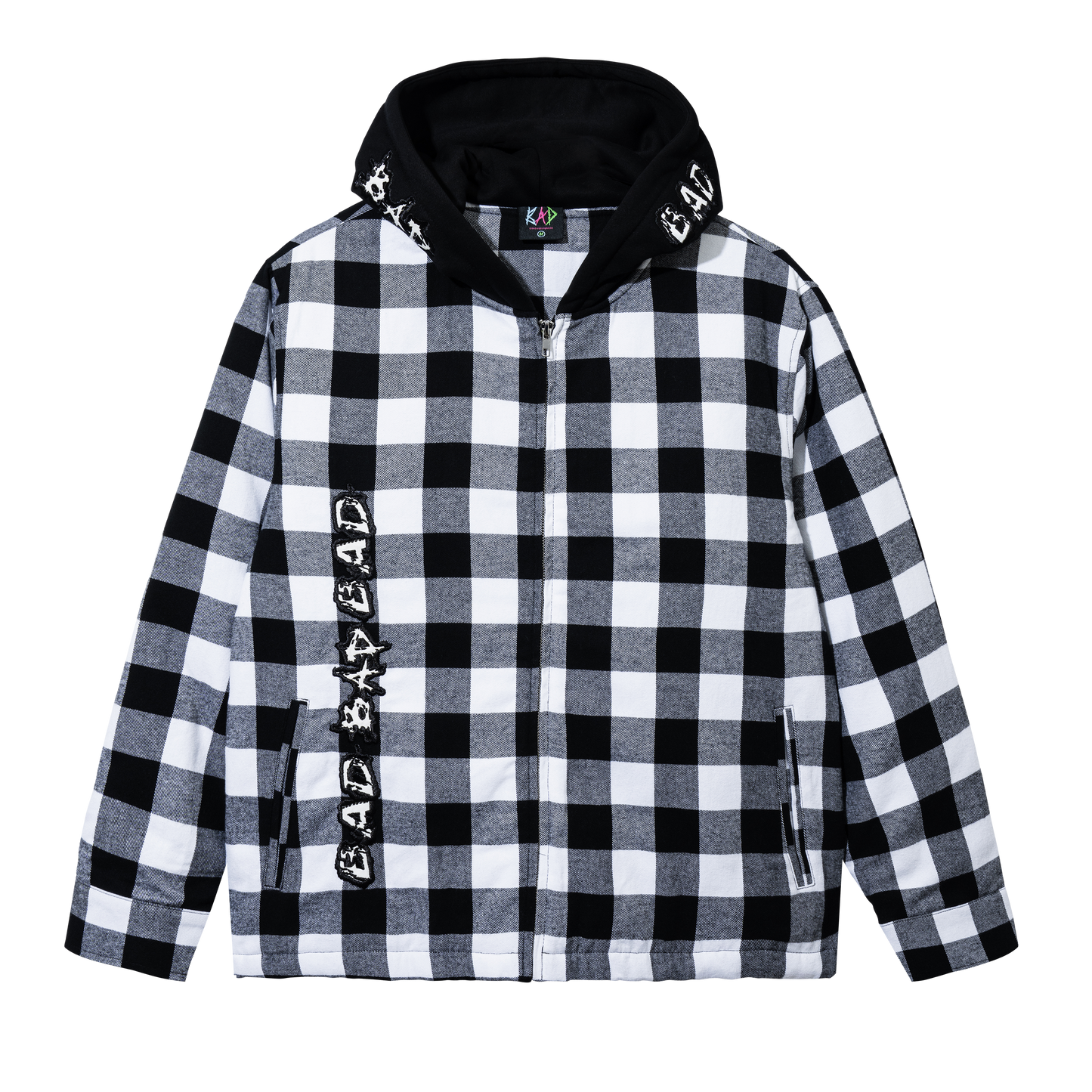 MOONLIGHT EMBROIDERED FLANNEL HOODIE BLACK/WHITE