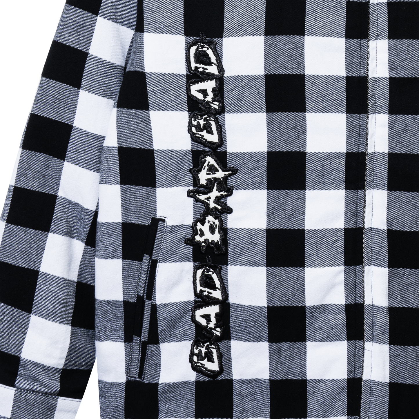 MOONLIGHT EMBROIDERED FLANNEL HOODIE BLACK/WHITE