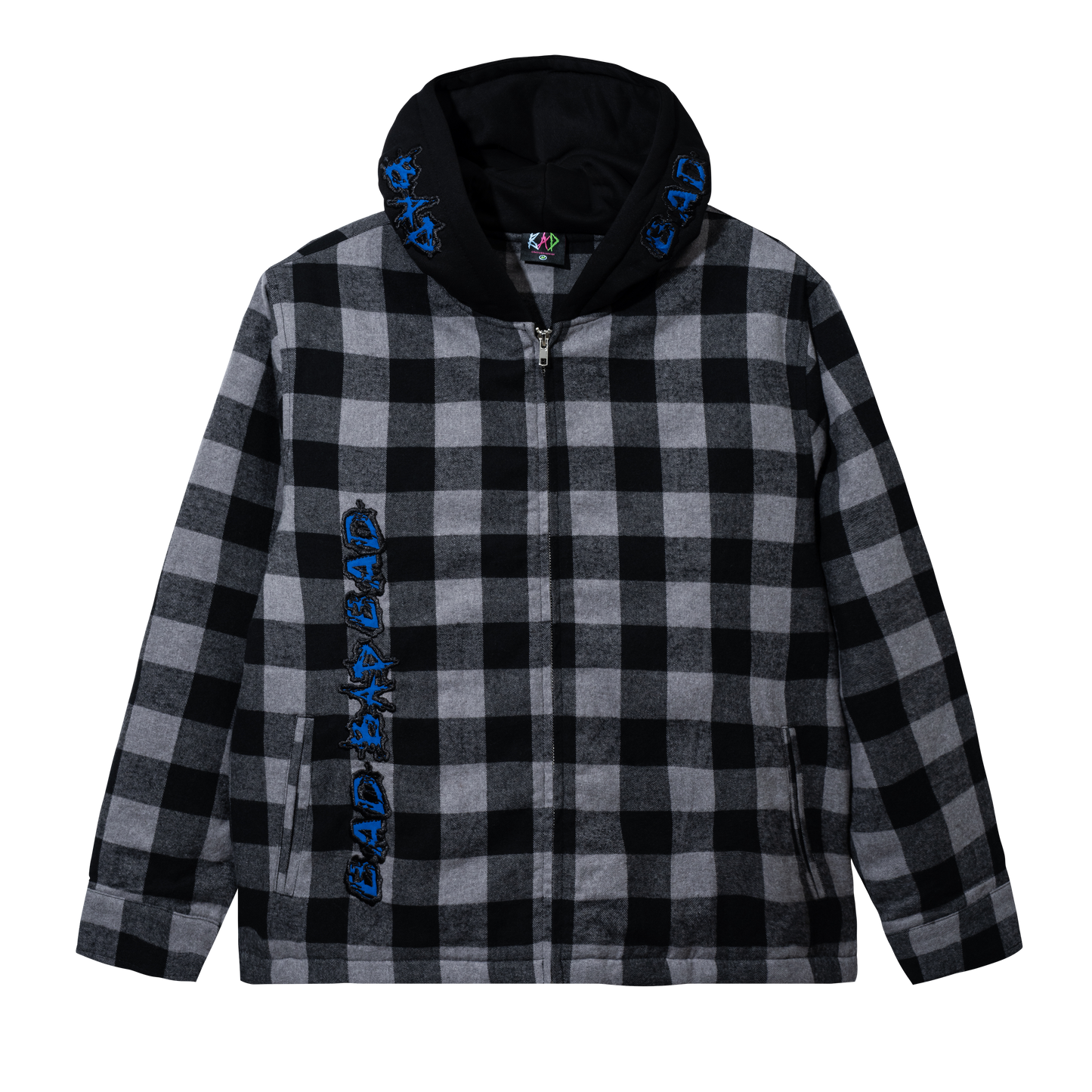MOONLIGHT EMBROIDERED FLANNEL HOODIE BLACK/BLUE