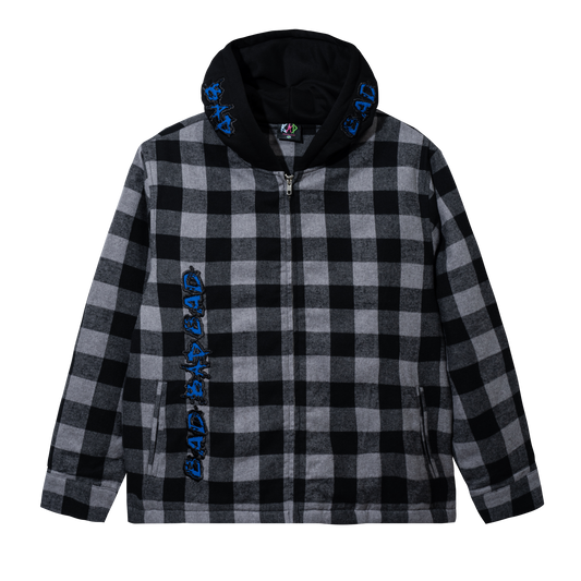MOONLIGHT EMBROIDERED FLANNEL HOODIE BLACK/BLUE