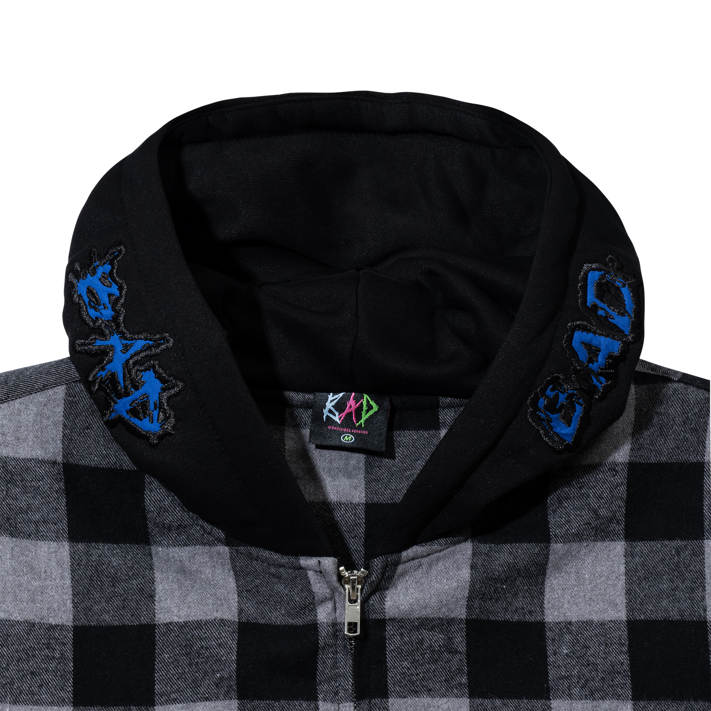 MOONLIGHT EMBROIDERED FLANNEL HOODIE BLACK/BLUE