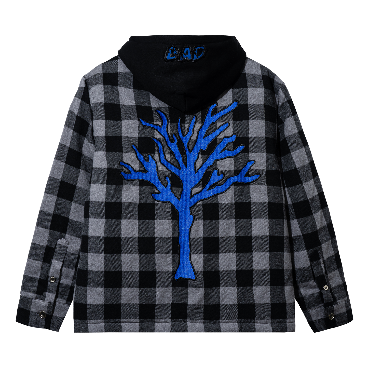 MOONLIGHT EMBROIDERED FLANNEL HOODIE BLACK/BLUE