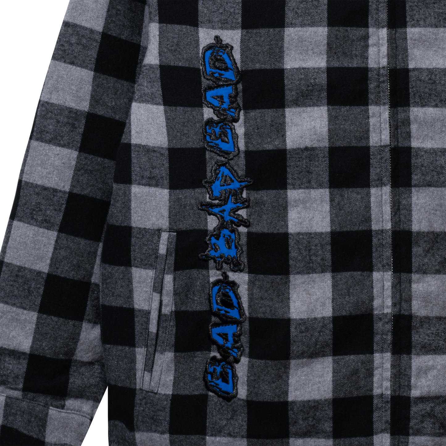 MOONLIGHT EMBROIDERED FLANNEL HOODIE BLACK/BLUE