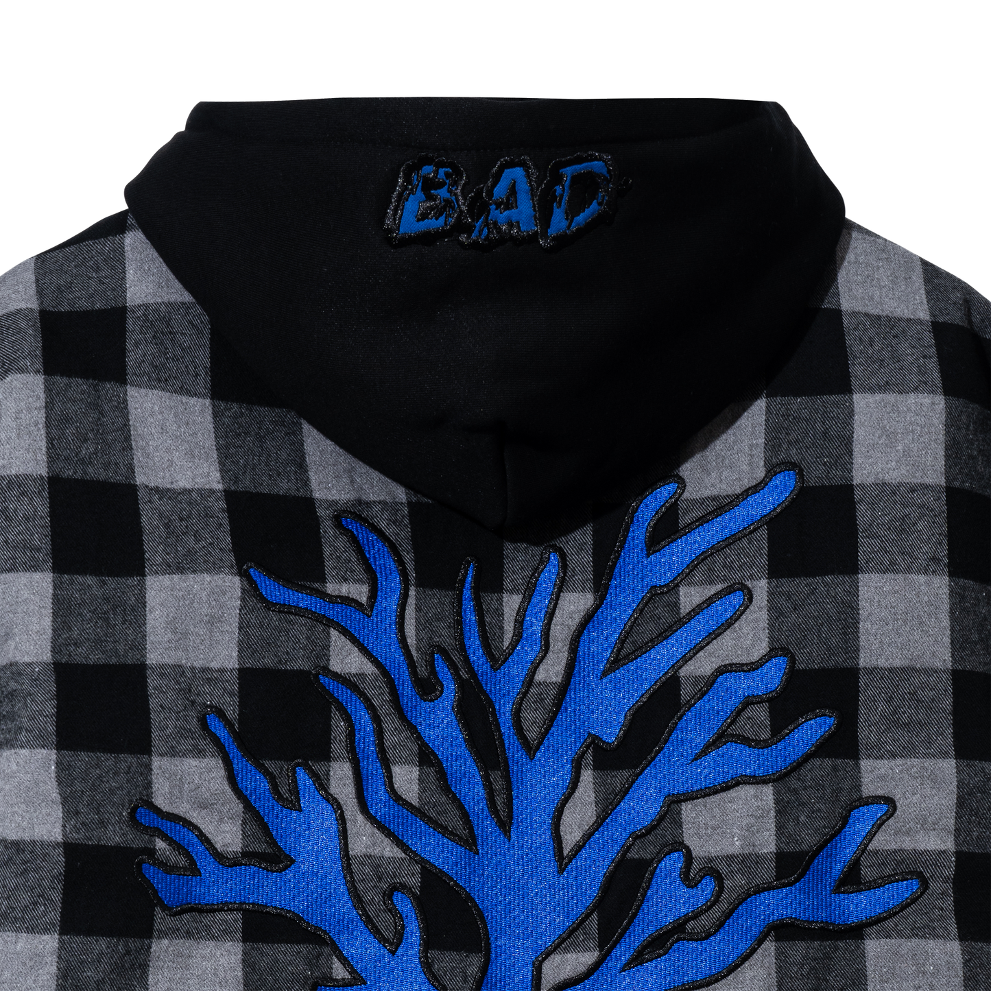 MOONLIGHT EMBROIDERED FLANNEL HOODIE BLACK/BLUE