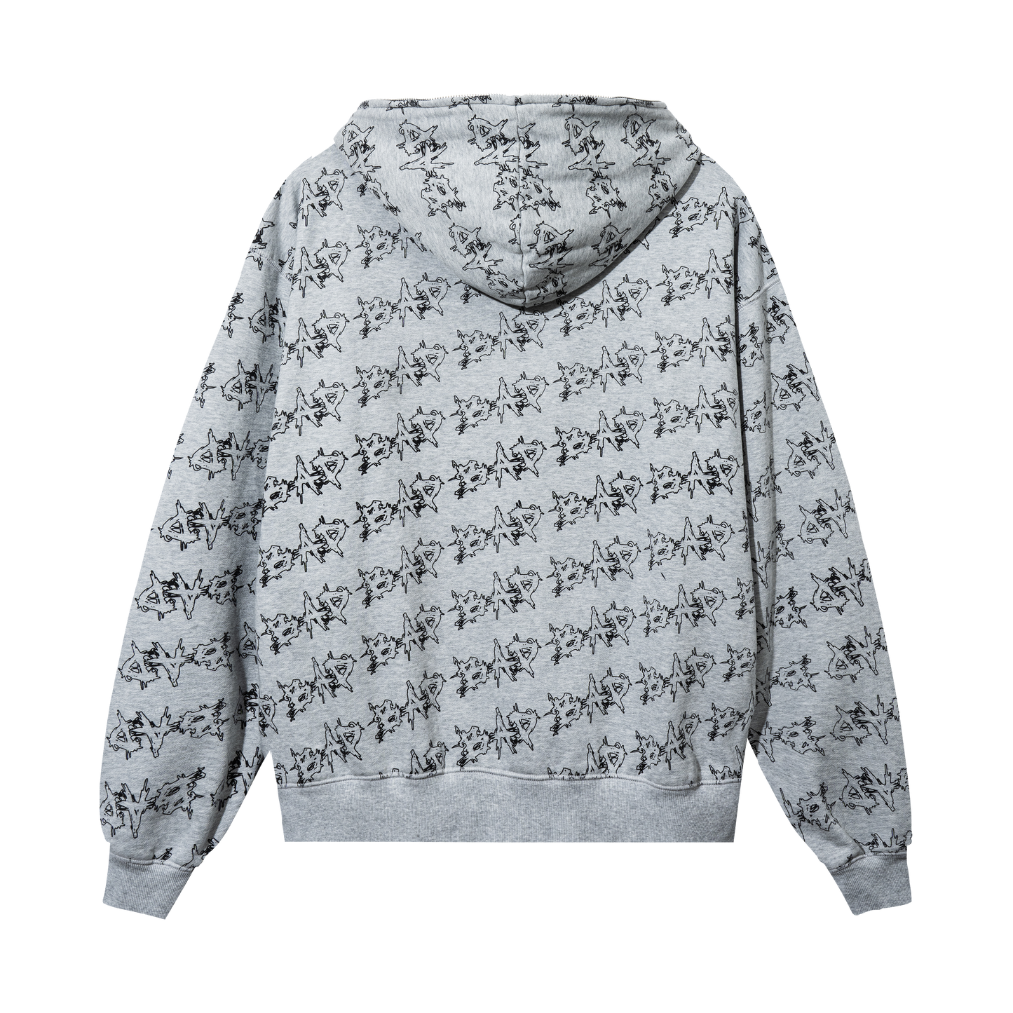 REPEAT LOGO FULL ZIP HOODIE HEATHER GREY/BLACK