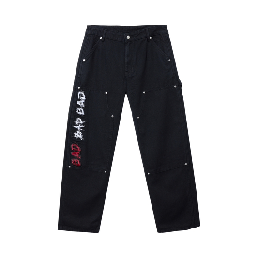 LOGO PATCH CARPENTER PANTS BLACK