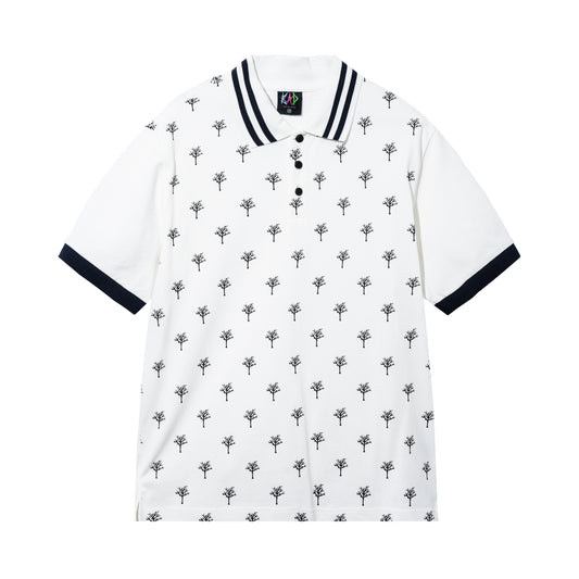 TREE OF LIFE POLO WHITE/BLACK