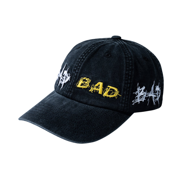 BAD EMBROIDERED HAT WASHED BLACK
