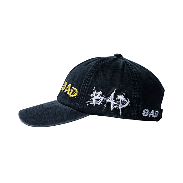 BAD EMBROIDERED HAT WASHED BLACK