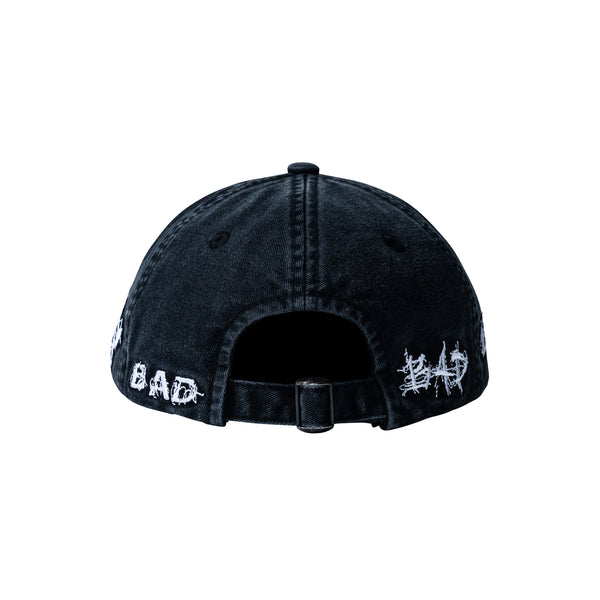 BAD EMBROIDERED HAT WASHED BLACK