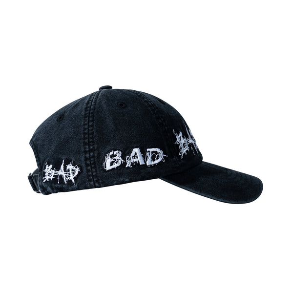 BAD EMBROIDERED HAT WASHED BLACK
