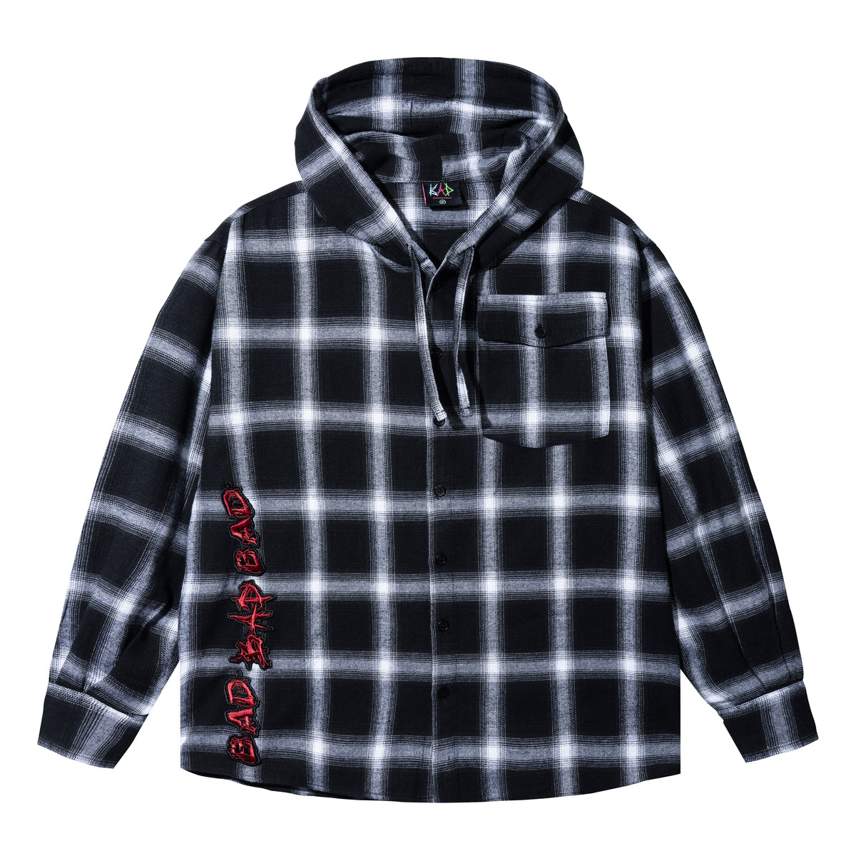 BLOODMOON EMBROIDERED FLANNEL HOODIE BLACK/RED
