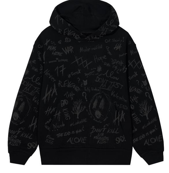SKETCH HOODIE BLACK PRINT