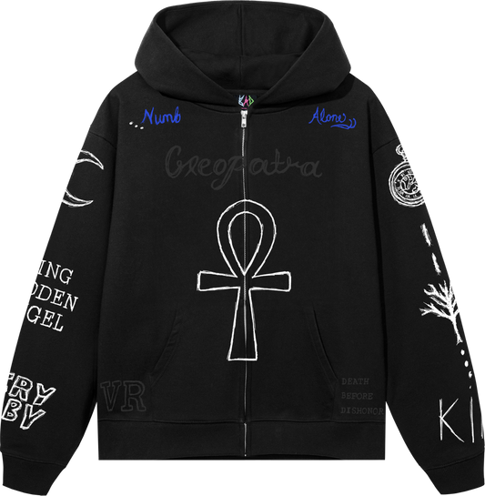 ETERNAL ZIP HOODIE BLACK/BLUE