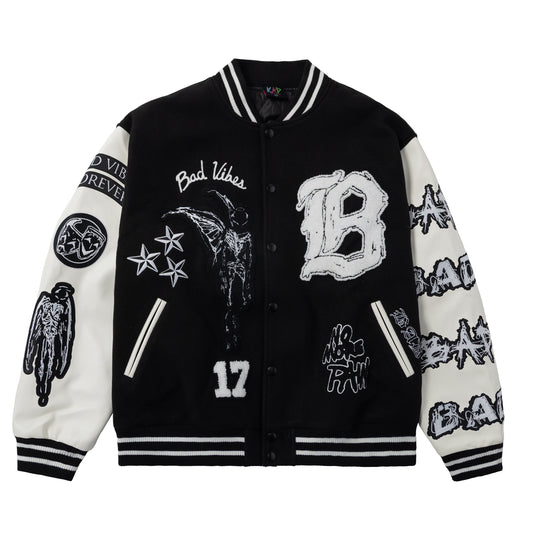 NO MORE PAIN LETTERMAN JACKET BLACK